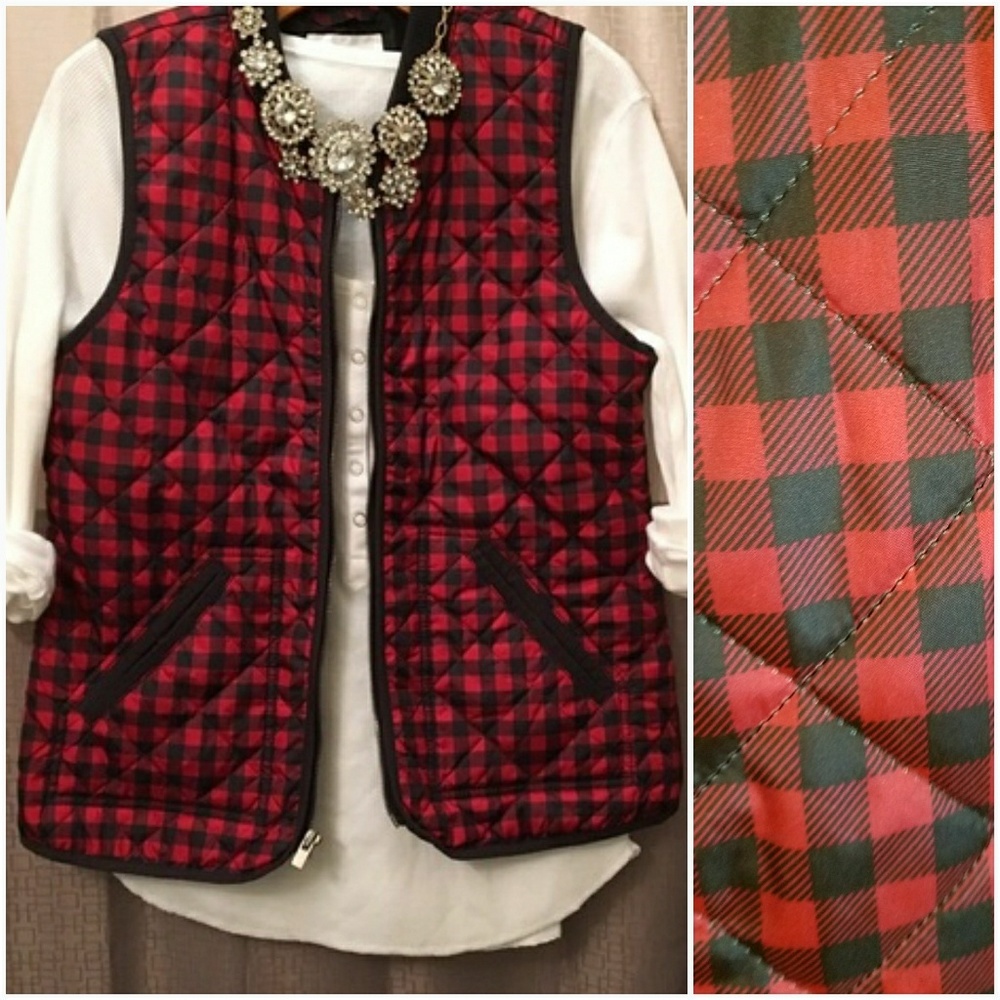 Old Navy Red Checkered Vest